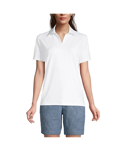 Lands' End Women's Short Sleeve Rapid Dry Sport Neck Polo Shirt