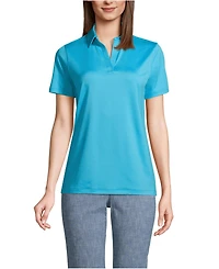 Lands' End Women's Short Sleeve Rapid Dry Sport Neck Polo Shirt