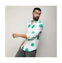 Men's Chalk White:Emerald Green Spraypaint Shirt