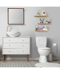 Sorbus Set of 3 (24"x9") Rectangle Floating Shelves with Invisible Brackets - for Bedroom, Kitchen Decor, Bathroom Shelves (Maple)