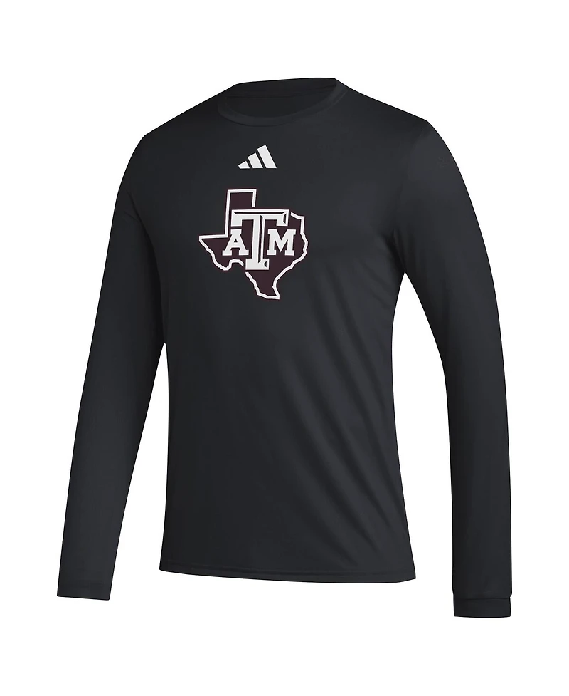 Adidas Men's Black Texas A M Aggies Primary Locker Logo Pre-Game Long Sleeve T-Shirt