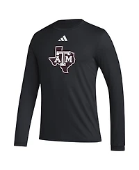 Adidas Men's Black Texas A M Aggies Primary Locker Logo Pre-Game Long Sleeve T-Shirt