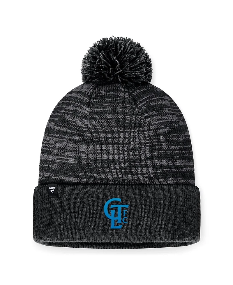 Fanatics Men's Heather Charcoal Charlotte Fc Low Key Cuffed Knit Hat with Pom