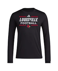 Adidas Men's Black Louisville Cardinals Locker Football Pre-Game Aeroready Long Sleeve T-Shirt