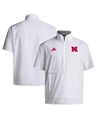 Adidas Men's White Nebraska Huskers Coaches Sideline Half-Zip Short Sleeve Jacket
