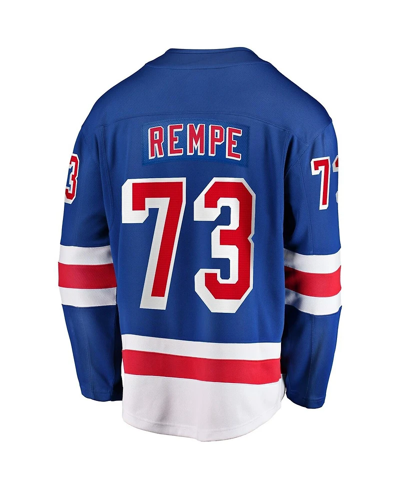 Fanatics Men's Matt Rempe Blue New York Rangers Home Breakaway Jersey