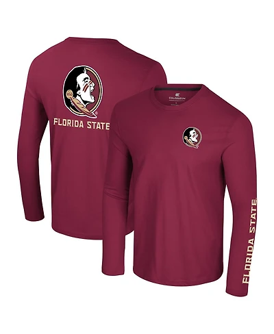Colosseum Men's Garnet Florida State Seminoles Logo Lockup 3-Hit Active Blend Long Sleeve T-Shirt