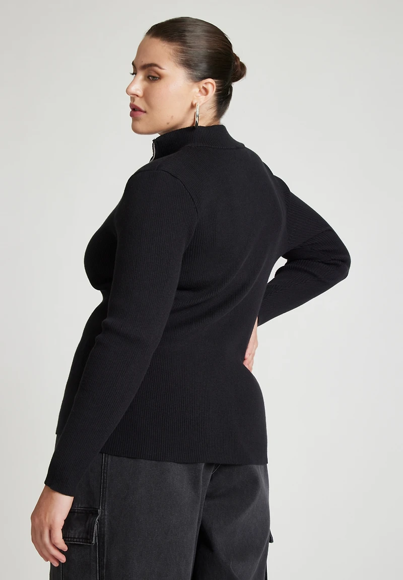 Eloquii Women's Plus Size Two Way Zipper Sweater
