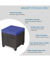 Skonyon 2 Pieces Patio Rattan Ottoman Set with Removable Cushions