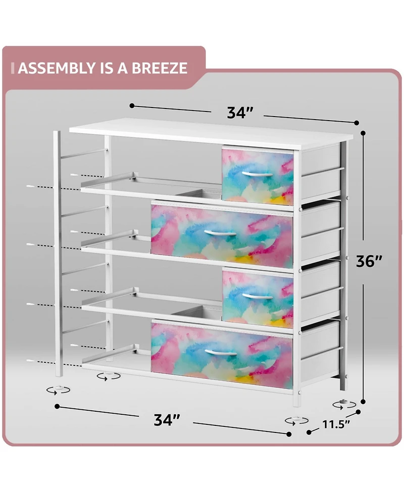 Sorbus Dresser with 8 Drawers - Storage Chest Organizer with Steel Frame, Wood Top, Handles, Fabric Bins