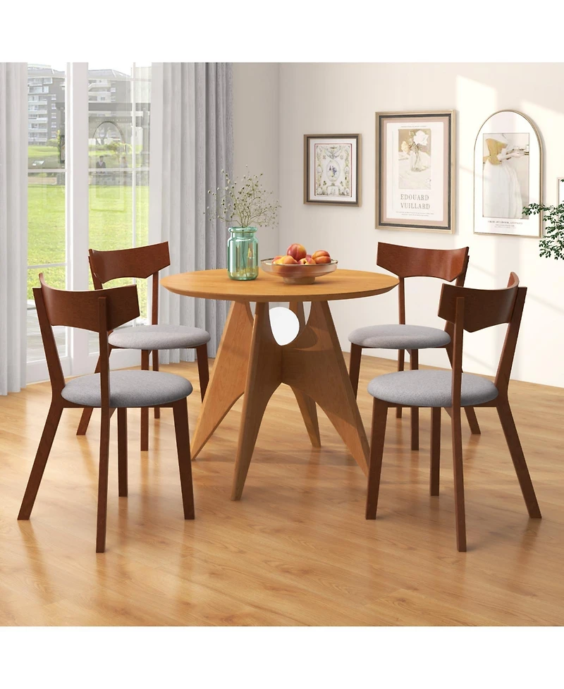 Skonyon Wooden Dining Chair Set of 2 with Rubber Wood Legs and Padded Seat Cushion