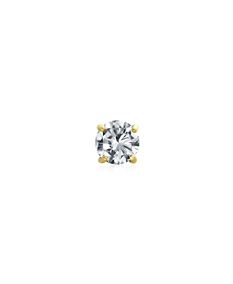 Bling Jewelry Minimalist .25CT Tiny Simple Round Cubic Zirconia Solitaire Cz Stud Cartilage 1 Piece Ear Lobe Earring Men14K Gold 3MM