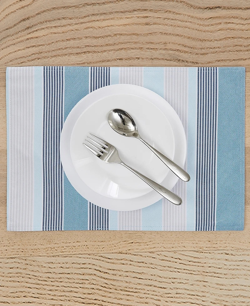 Izod Breakers Stripe Water-Resistant Indoor and Outdoor Placemats, Set of 4, 13" x 19"