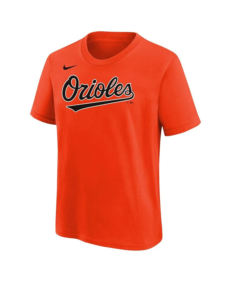 Nike Big Boys and Girls Jackson Holliday Orange Baltimore Orioles Name Number T-Shirt