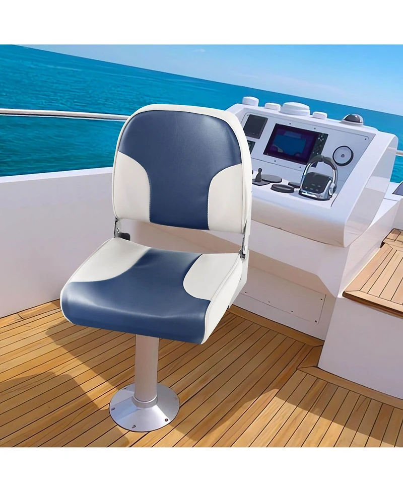 Skonyon 2 Pieces Low Back Boat Seat Set with Sponge Padding and Aluminum Hinges