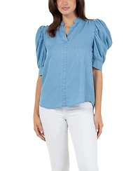 Fever Women's Ruched Sleeve Top