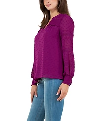 Fever Women's Clip Dot Top with Smocked Cuff