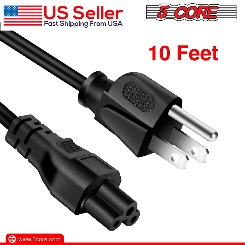5 Core 3 Prong Extension Cord 10 Feet Three Prong Extension Cable Us Ac 3 Prong Christmas Light Extension Cord Heavy Duty Plug Extender -Pc 1002