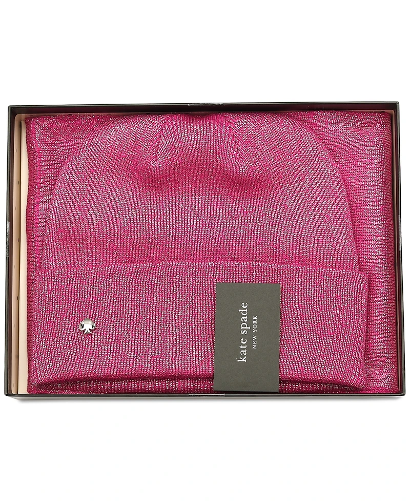 Kate Spade New York Women's Metallic Beanie & Scarf Boxed Gift Set