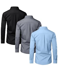 Blue Ice Men's Long Sleeve Classic Dress Shirt- 3 Pack