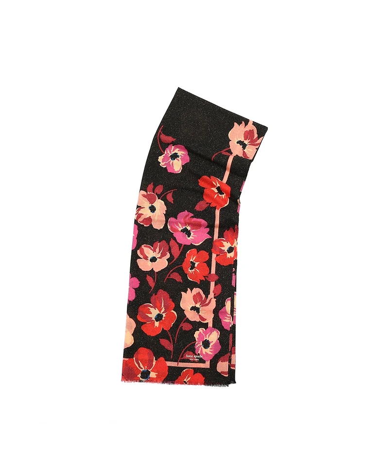Kate Spade New York Women's Fall Poppies Wool Oblong Scarf