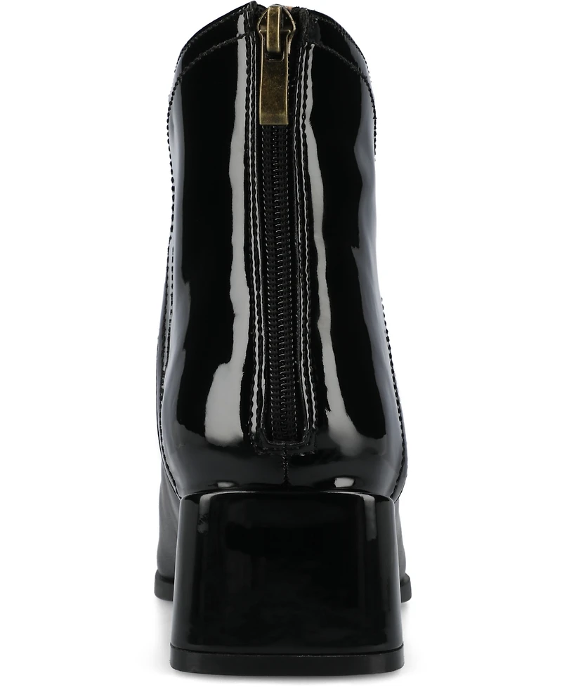 Journee Collection Women's Consuello Two Tone Pointed Toe Block Heel Booties