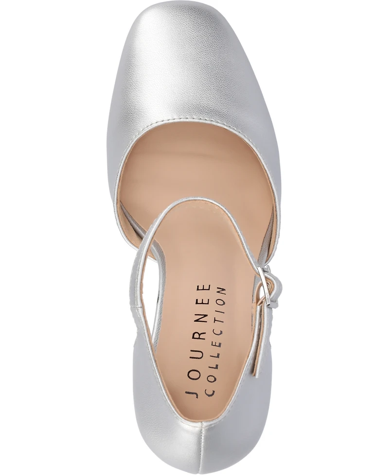 Journee Collection Women's Hesster Block Heel Ankle Strap Pumps