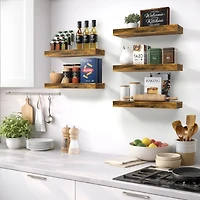 Sorbus 3 Pack 16 Inch Coastal Rectangle Floating Shelves - for Home DAcor to Display Trophies, Books, Frames, and more (Maple)