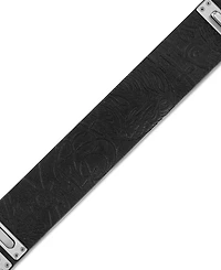 Bulova Marc Anthony Men's Black Leather Strap Bracelet in Sterling Silver, BVB1154-bostna