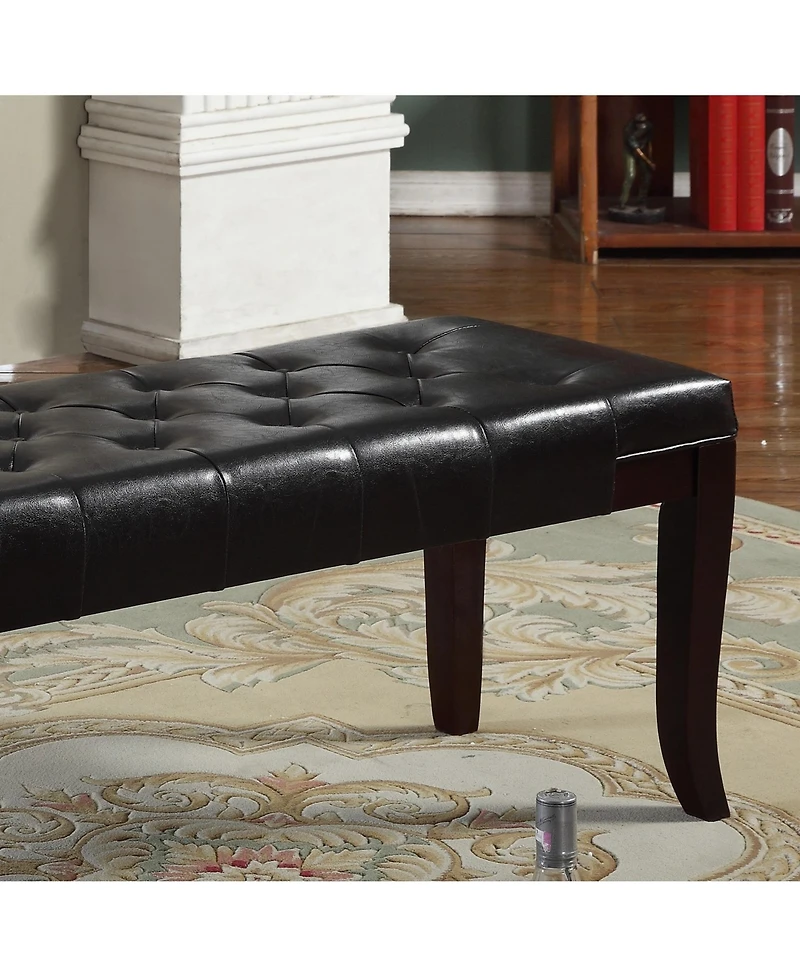 Streamdale Tufted Bench, Faux Leather, Espresso