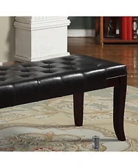 Streamdale Tufted Bench, Faux Leather, Espresso