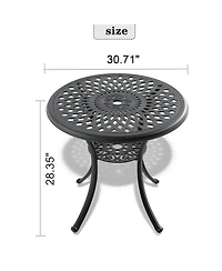 Streamdale 30.71" Cast Aluminum Patio Table with Umbrella Hole