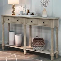 Simplie Fun Console Table Sofa Table Easy Assembly With Two Storage Drawers And Bottom Shelf