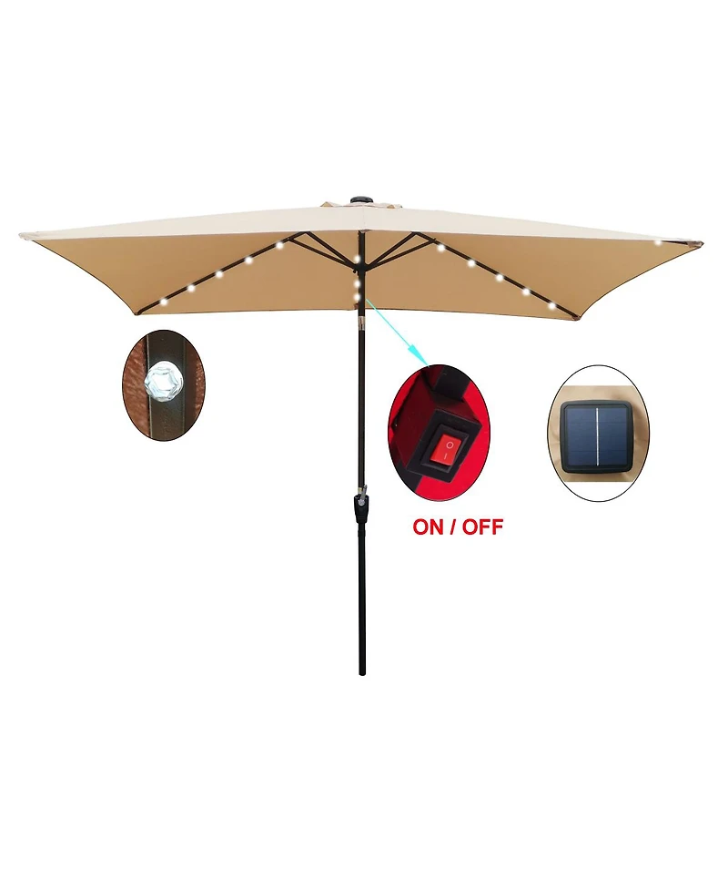 Streamdale Patio Solar Lighted Umbrella w/ Crank (6.5' x 10')