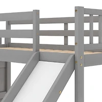 Streamdale Twin Over Bunk Bed With Convertible Slide And Stairway