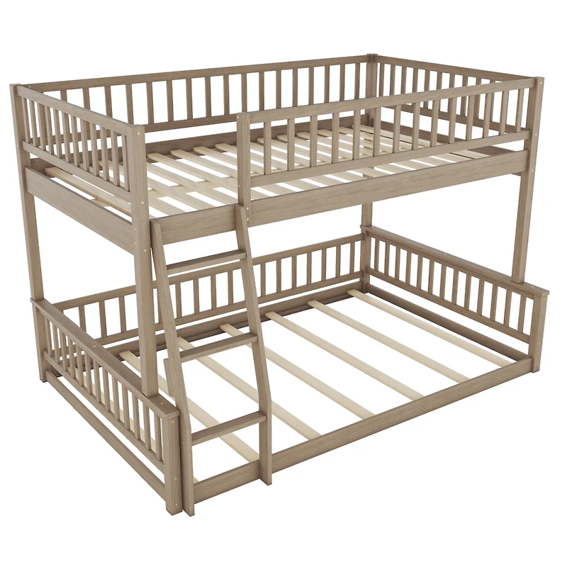 Streamdale Full Xl over Queen Bunk Bed with Ladder and Guardrails, Walnut