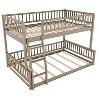 Streamdale Full Xl over Queen Bunk Bed with Ladder and Guardrails, Walnut