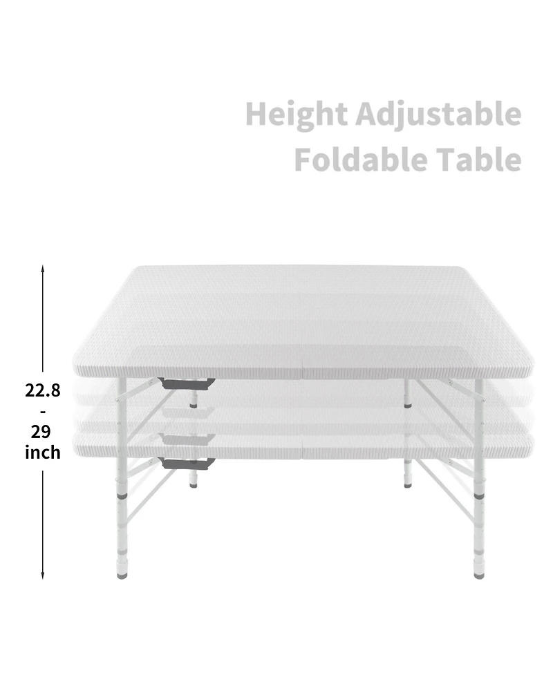Streamdale 4FT Foldable Rattan Table, Portable & Durable