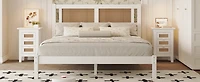 Streamdale Queen Rattan Platform Bed with White Frame