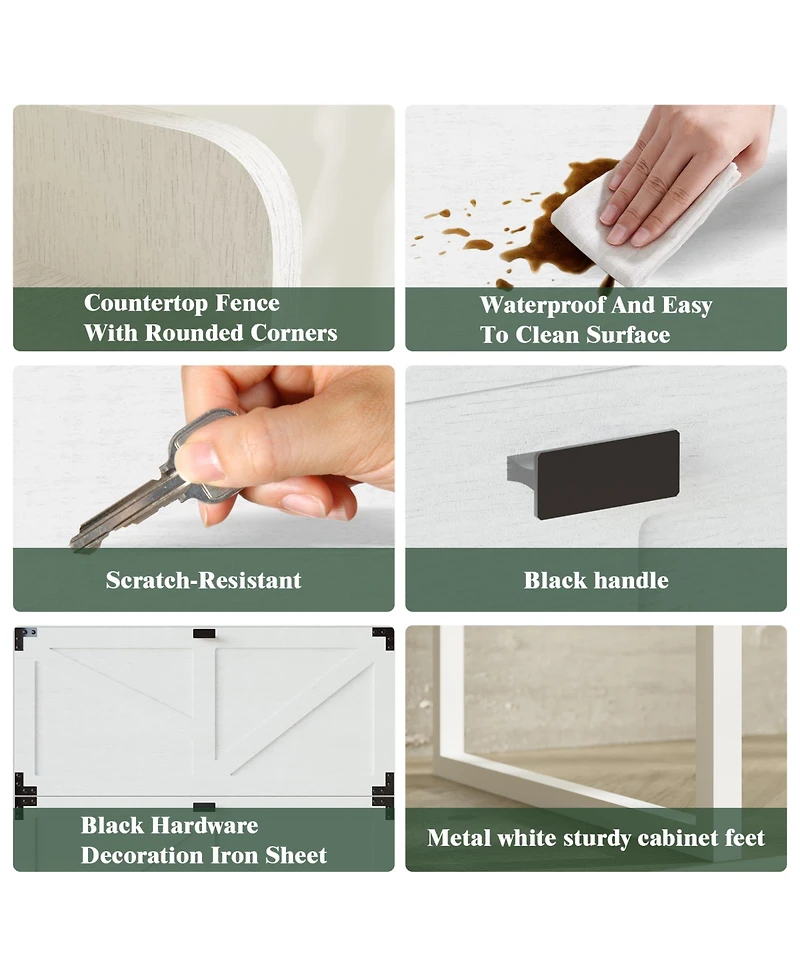 Simplie Fun Farmhouse Shoe Cabinet with Flip Drawers and Metal Legs