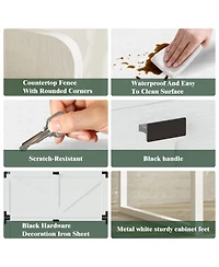 Simplie Fun Farmhouse Shoe Cabinet with Flip Drawers and Metal Legs