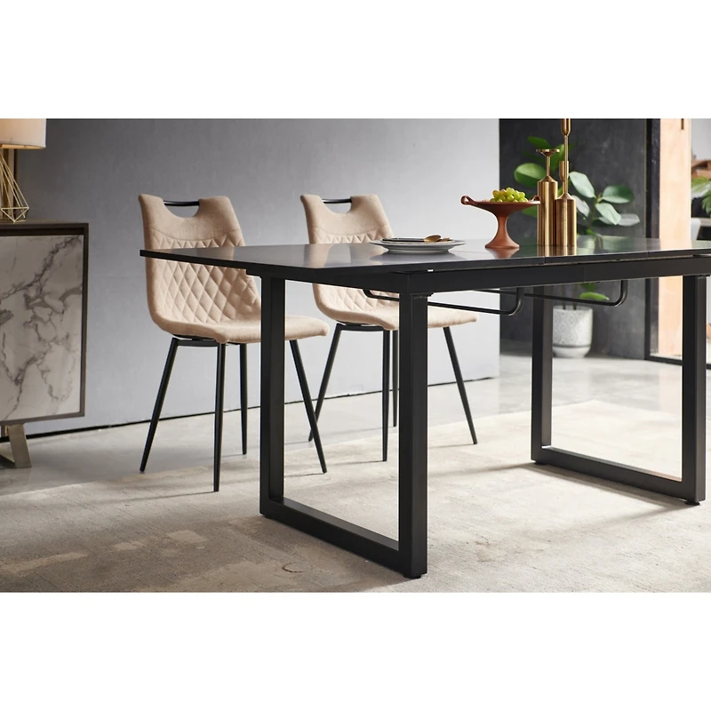 Streamdale Furniture Black Extendable Dining Table, Space-Saving Kitchen Table (70.86" x 31.5" x 29.5")