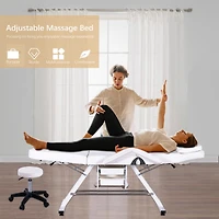 Streamdale Furniture Massage Salon Tattoo Chair with Two Trays Esthetician Bed with Hydraulic Stool, Multi-Purpose 3-Section Facial Bed Table, Adjusta