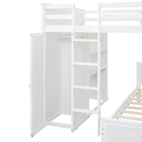 Streamdale Twin Loft Bed with Desk, Shelves, and Wardrobe