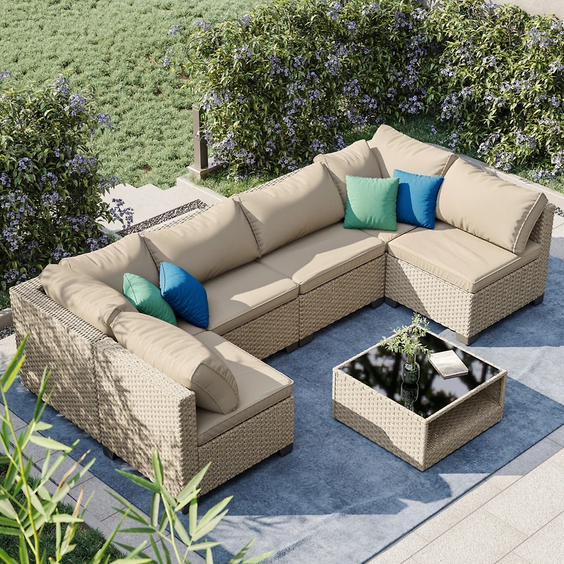 Streamdale 7-Piece Patio Set Water-Resistant Cushions, Modular Design