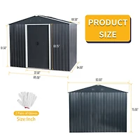 8FT x 6FT Outdoor Metal Storage Shed with Floor Base, Black