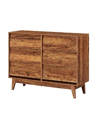 Streamdale Furniture Vintage-Style 6 Drawer Double Dresser with Bevel Design