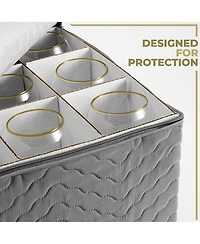 Sorbus Quilted Glassware Storage Case with Dividers - Holds 12 - Great for Protecting Wine Glasses, Champagne Flutes, Goblets, and more (Gray)