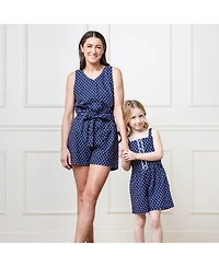 Hope & Henry Little Girls Scallop Trim Button Front Linen Romper