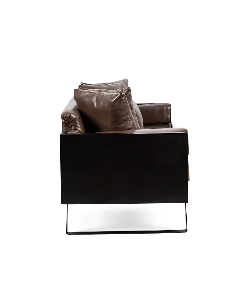 Streamdale Furniture Contemporary Faux Leather Loveseat with Accent Pillows